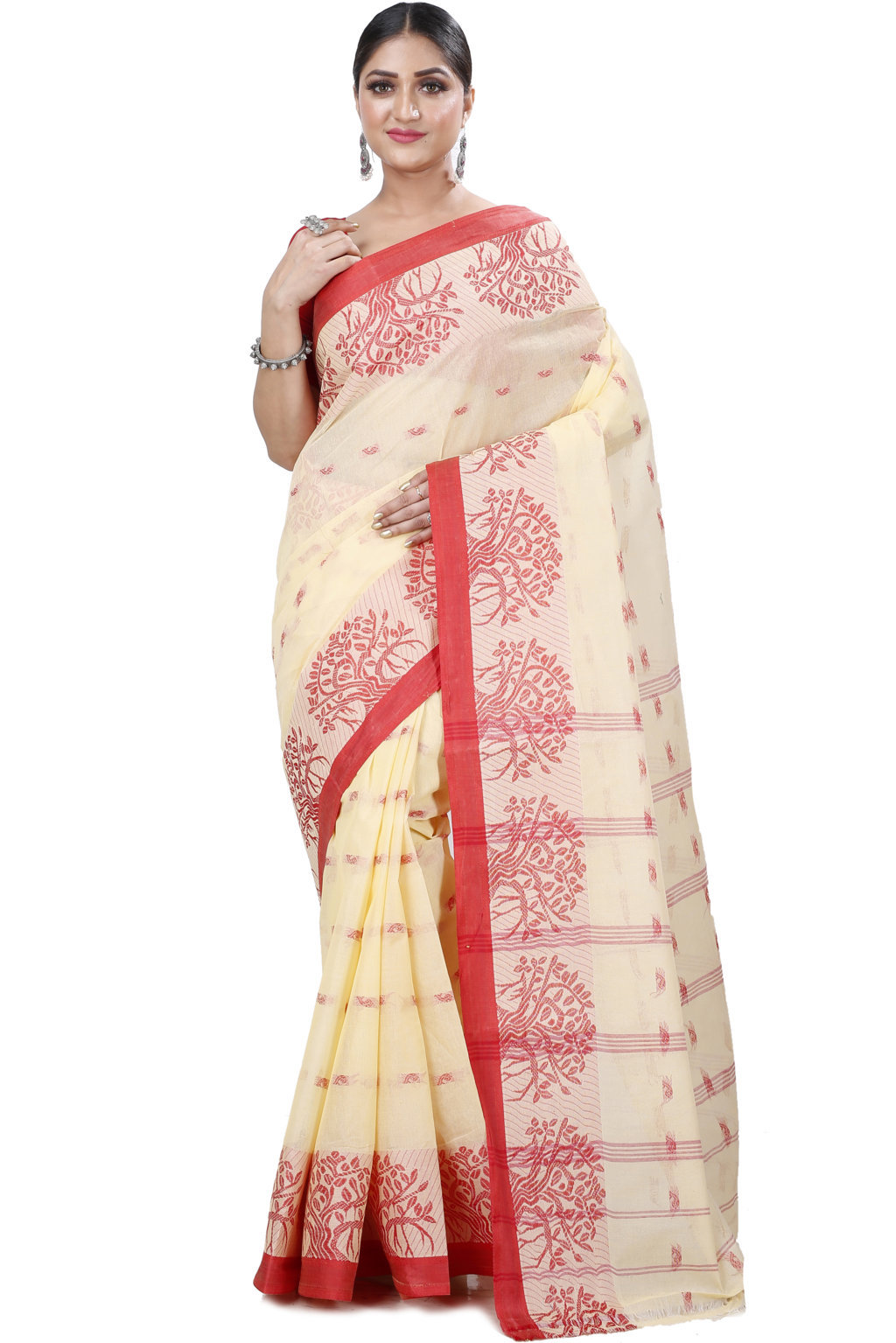 Cream Pure Cotton Somaya Tant Saree (1041)